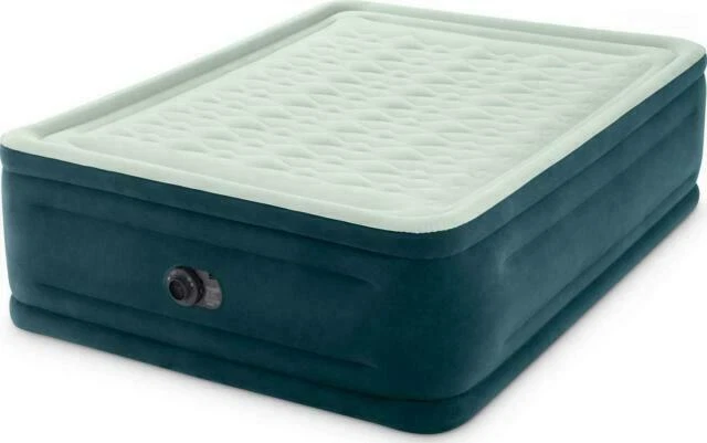 Colchón de aire con tapa de almohada Intex Dura-Beam 64753WD, tamaño Queen - blanco/azul Foto 1 de 1