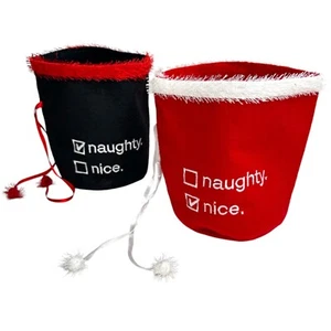 Naughty Or Nice Christmas Bucket Stocking Set  Holiday Party Decorations - Picture 1 of 6