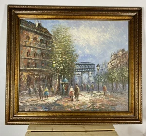 Burnett signiert Paris Arc de Triumph Impression Parisien Straßenszene Gemälde - Bild 1 von 10