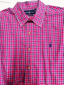 Polo Ralph Lauren Men's Classic Fit Pin/Blue/White Dress Shirt L - Picture 1 of 3
