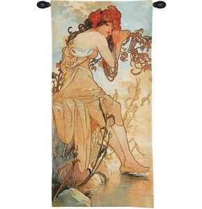 FOUR SEASONS Alhonse Mucha Wall Tapestry Painting The Summer in pastel colors - Picture 1 of 1