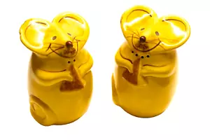 2x Parmigiano Shaker Formaggio Happy Mouse Ceramica Giallo Laurie Gates Vintage anni 90 - Foto 1 di 13