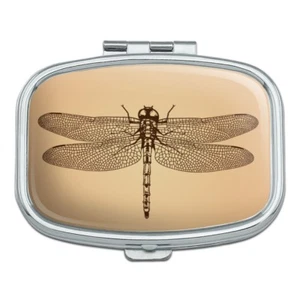 Estuche de píldora rectangular de insectos libélula vintage baratija caja de regalo - Imagen 1 de 3