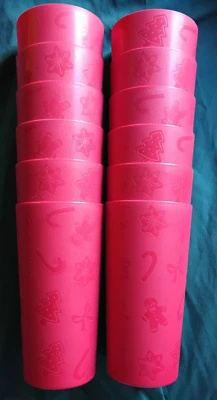 new 12 pcs Mainstays Plastic Tumblers Etched Holiday red - Image 1 of 4