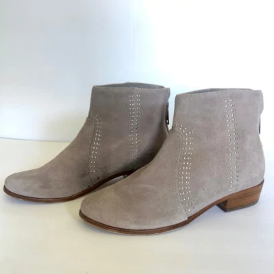 Joie Lucy Gray Suede Leather Embellished Flat Stud Women Ankle Boots Size 7 (37) - Image 1 of 4