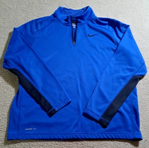 Nike Men's Blue Quarter Zip Therma-Fit Long Sleeve Golf Jacket / Size XL - Picture 1 of 12