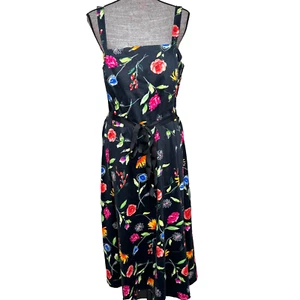 Coldwater Creek Womens Dress Size 16 Black Floral Sleeveless Midi Fit Flare - Picture 1 of 8