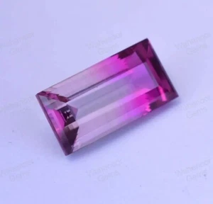 Unheated 6.45 Ct Natural Bi-Color Tourmaline Baguette 13.7x6.7 MM Certified Gem - Picture 1 of 4