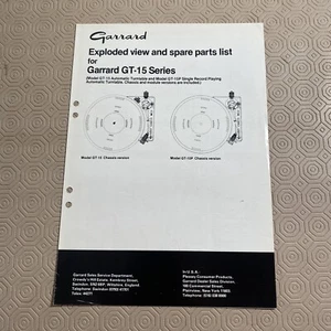 Original Garrard Model GT-15 Series Turntable Exploded View/Spare Parts List - Picture 1 of 4
