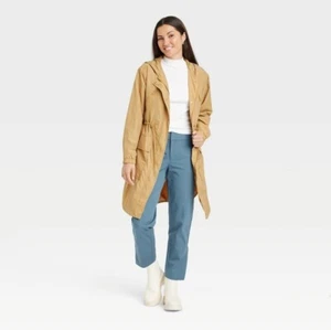 Women's Khaki Hooded Long Sleeve Anorak Rain Jacket - Small - A New Day - Picture 1 of 10