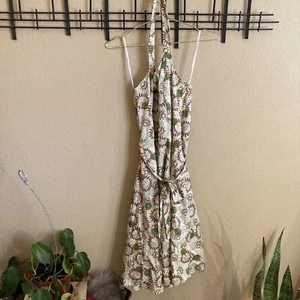 Floral Womens Slip Dress Breakin Loose Brown Green Chiffon Ruffle Tea Length 12 - Picture 1 of 6