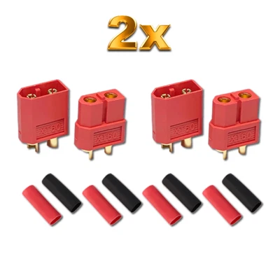 2 pares XT60 Nylon ESC Lipo batería enchufe dorado hembra rojo incl. tubo ter... - Imagen 1 de 4
