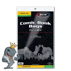 Bolsas de cómics BCW doradas resellables paquete de 100 quilates ENVÍO GRATUITO - Imagen 1 de 1
