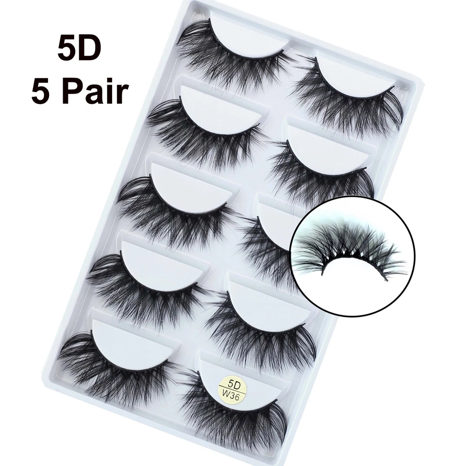 2x5 Pairs False Eyelashes Long Thick Natural Fake Eye Lashes Set Mink Makeup W36 - Image 1 of 4