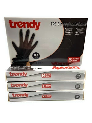 MARKENLOS 100 TPE Einweghandschuhe schwarz S M L XL Puderfrei Latexfrei Einmalhandschuhe