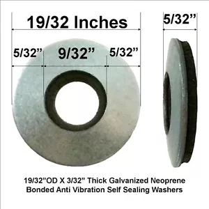 100x19/32" OD Galvanized Neoprene Bonded Anti Vibration Self Sealing Washers - Picture 1 of 7