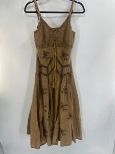 SCULLY Dress Womens LARGE RUSTIC Spaghetti Strap Floral Embroidery Western Boho - Picture 1 of 4