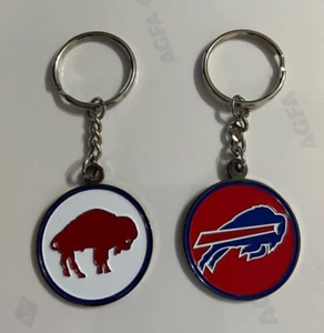 2 Buffalo Bills NFL Two-Sided Metal Keychain NEW Two Logos 1 ea Side Josh Allen - Picture 1 of 1