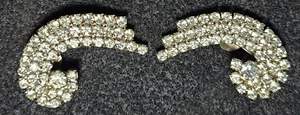 VINTAGE STUNNING ART DECO SILVER TONE CLEAR CRYSTAL SHOE CLIP - Picture 1 of 5