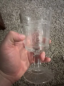 EAPG Bryce getäfelt Vergissmeinnicht Glas Weinkelch 1880er Vintage Antik - Bild 1 von 10