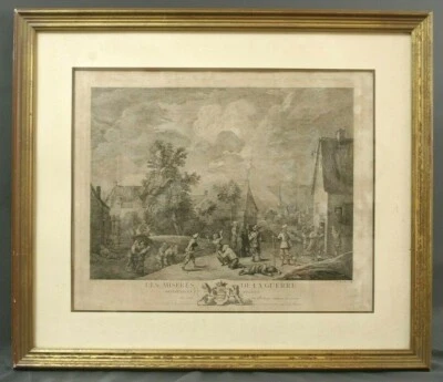 Gravure 18ème Le Bas & Teniers Les Misères de la Guerre - Photo 1/4