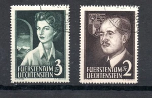 Liechtenstein 1955 set Royal pair stamps (Michel 332/33) nice used - Picture 1 of 2
