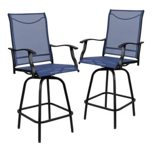 Flash Furniture 30" Metal and Textilene Patio Bar Stool in Navy (Set of 2) - Picture 1 of 8