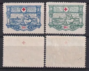 SCW Oviedo (Asturien) Lokaletiketten Edifil 3/4 ohne B des Graveurs Rotes Kreuz - Bild 1 von 1