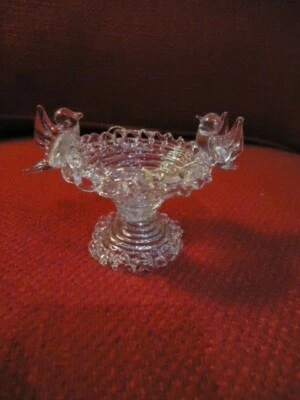 "Adorno de baño para pájaros de vidrio hilado con volantes 2 1/2"" X 3 3/4"" X 2 1/4""" Foto 1 de 4