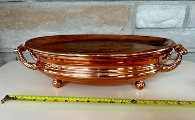 FRANCÊS ANTIGO COM PÉS? PRATO DE PEIXE AQUECEDOR DE ALIMENTOS COBRE MARCADO - Imagem 1 de 4