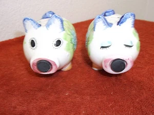 AGITADORES DE SAL Y PIMIENTA DE CERÁMICA VINTAGE "MR. & MRS. PIGGY" hechos en JAPAM - Imagen 1 de 7