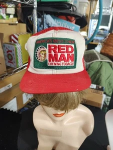 Vintage Red Man Chewing Tobacco Big Patch Mesh Snapback Hat Made USA Vintage - Picture 1 of 7