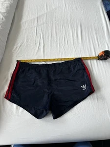 Vintage Adidas Originals Shiny Nylon Sprinter Shorts L/XL Navy Red West Germany - Picture 1 of 7