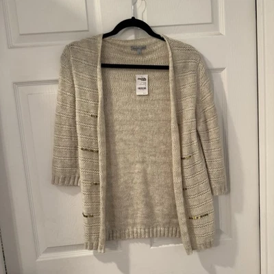 Женский свитер Charlotte Russe бежевый размер L открытый передний рукав 3/4 однотонный кардиган - Изображение 1 из 4