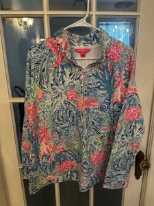 Lilly Pulitzer Skipper Popover 1/2 Zip Pullover Stretch Tropical Floral Large - Picture 1 of 6