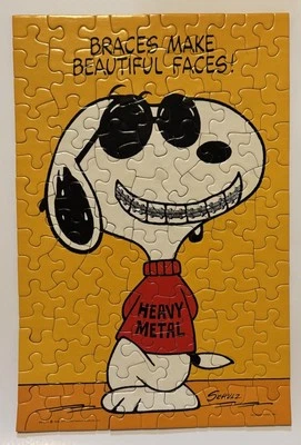 Complete Vintage Snoopy Puzzle 1971 “Braces Make Beautiful Faces” Over 100 Pc - Image 1 of 4