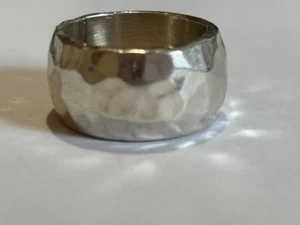 VTG Sterling Silver MEXICO Modernist 10mm Hammered Band Ring Size 6.5 - 15.81 g - Picture 1 of 7