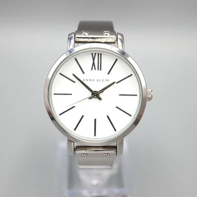 Anne Klein 36mm Watch Silver Tone Bracelet White Round Dial w New Battery - Image 1 of 4