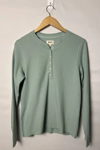Pact Henley Shirt Womens Medium Blue Surf Iris Organic Cotton Long Sleeve Top - Picture 1 of 7
