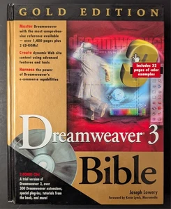 Dreamweaver 3 Bible Gold Edition by Joseph W Lowery - Hardcover + 2 Bonus CDs - Picture 1 of 3