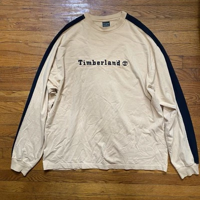 Timberland Long Sleeve T Shirt Size X Large Cream Embroidered Logo  - Image 1 of 4
