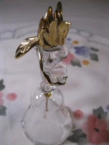 4,75" mundgeblasene Glas kannelierte Glocke Kolibri Goldflügel/Schwanz Goldrand Blume - Bild 1 von 14