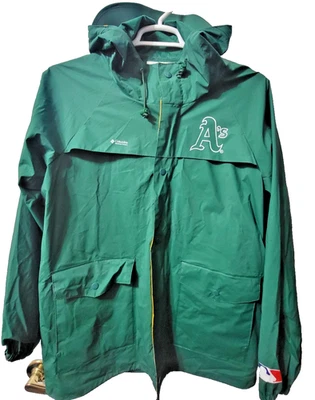 Chaqueta de Lluvia Oakland Athletics Columbia Para Hombres L Cremallera Con Capucha Verde Dorado Manga Larga Foto 1 de 4