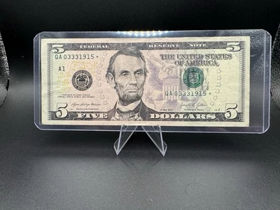💚 2021 $5 Federal Reserve Note ⭐ STAR NOTE • QA03331915 • Crisp Uncirculated - Image 1 of 2