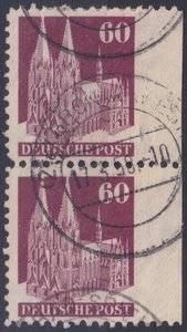 Bizone Buildings Mi.No. 93 Ues Pair Side Unperforated, Canceled, 1948 - Picture 1 of 2