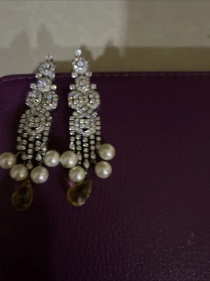 Natural Diamond Ear Sandalier  Ear Ring 6.77 Ct  18k Gold  Antique  Fine Cut   - Image 1 of 4