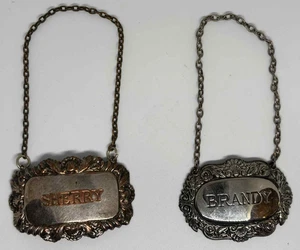 Brandy & Sherry Metal Bottle Decanter Signs Labels - Foto 1 di 8