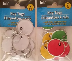 Key Tags Metal Rims Paper Centers Circles 1.25” 7/Pk, Select: Colors or White - Picture 1 of 3