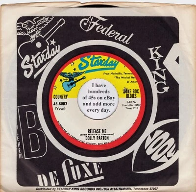 Dolly Parton NM 45 rpm "Release Me" b/w "It Wasn't God Who Made..." RARE! - Image 1 of 2
