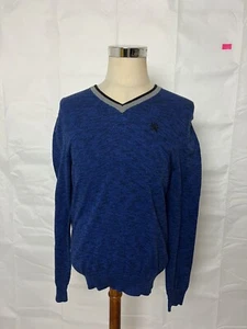 EXPRESS Herren Pullover blau/schwarz Gr. M Baumwolle V-Ausschnitt Langarm - Bild 1 von 7